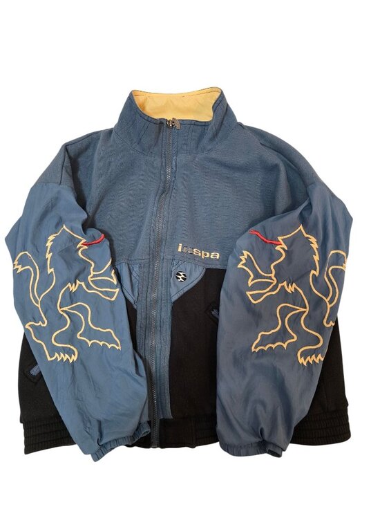 Vintage Ixspa Blue & Black Full Zip Jacket Lion Embroidery Mens Size L - Picture 3 of 12